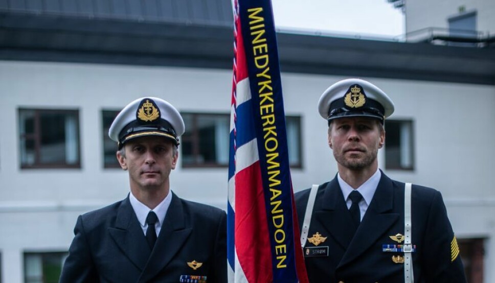 Minedykkerkommandoens nye command team, sjef MDK kommandørkaptein Frank Børresen og sjefsmester orlogsmester Aril Strøm.