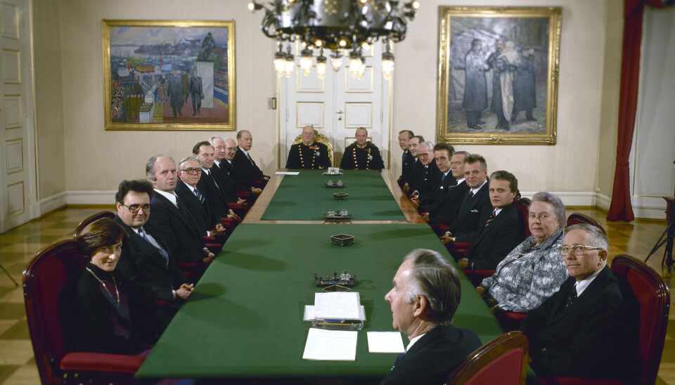 Påsken 1978 måtte regjeringen ta stilling til deltakelse i Sør-Libanon. Bildet er fra et statsråd med den samme regjeringen i februar i 1981.