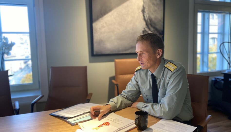 Forsvarssjef Eirik Kristoffersen under intervjuet med Forsvarets forum i oktober.