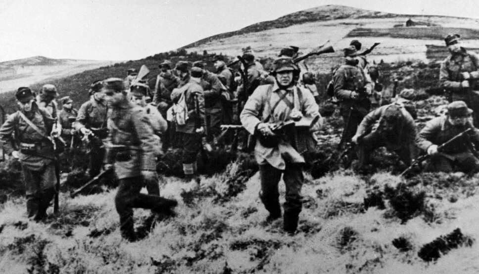 Norske soldater under framrykking under andre verdenskrig.
Foto: NTB-krigsarkiv / SCANPIX