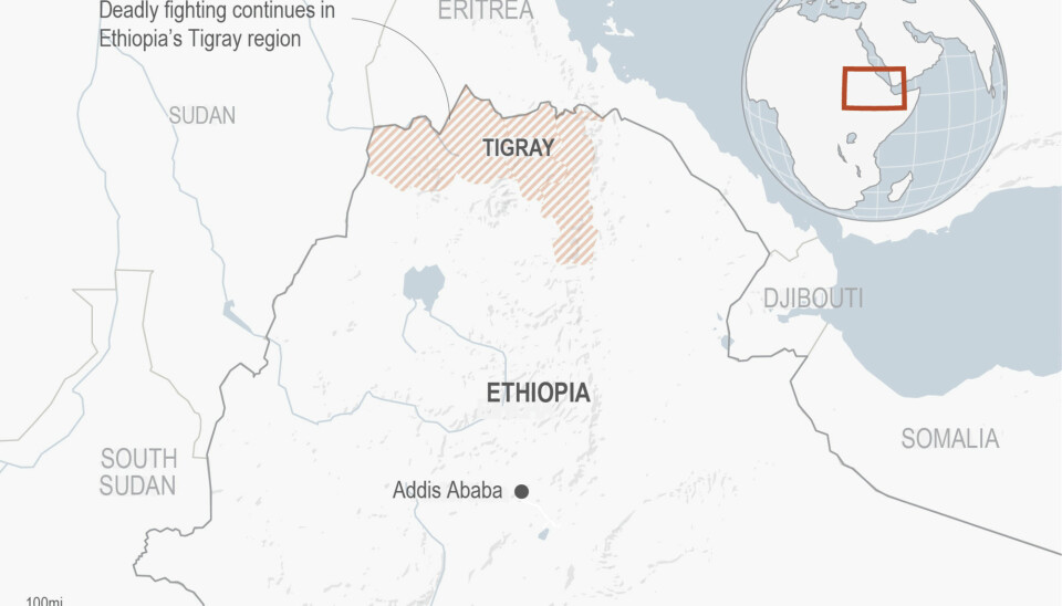Kartet viser Tigray-regionen i Etiopia.