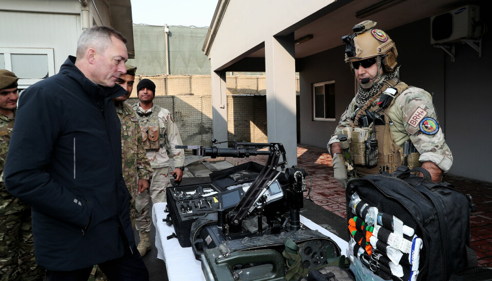 Forsvarsminister Frank Bakke-Jensen var på et to dagers besøk til Kabul 29. og 30. januar 2018. Her møter forsvarsministeren CRU 222, som blir trent og monitorert av norske spesialstyrker i Kabul.