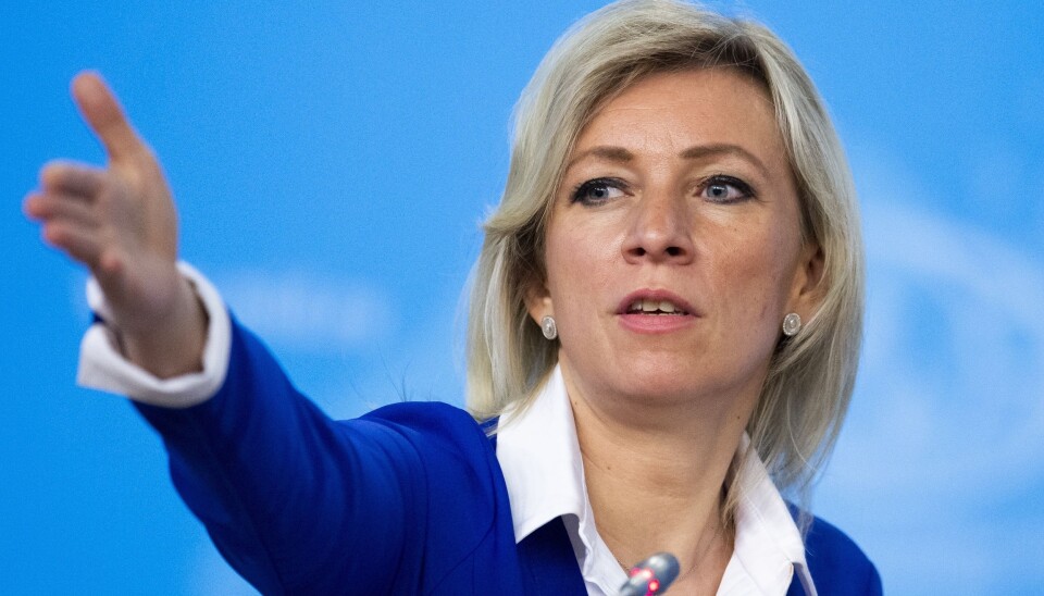 Talsperson Maria Zakharova i det russiske utenriksdepartementet avbildet i forbindelse med en pressekonferanse i Moskva der de oppsummerte 2019.