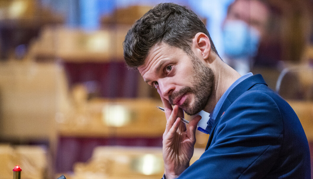 Rødt-leder Bjørnar Moxnes under Stortingets muntlige spørretime i november. Rødt-leder Bjørnar Moxnes under Stortingets muntlige spørretime i november.