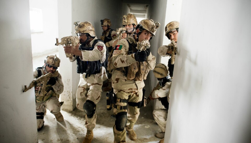 Afghansk spesialpoliti fra Crisis Response Unit under trening i Kabul.