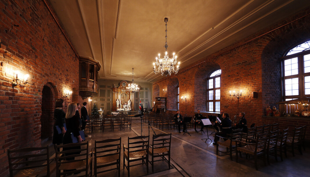 På grunn av korona-pandemien vil det ikke bli tradisjonell Julegudstjeneste i Akershus slottskirke i 2020. Bildene er fra videoinnspilling av julegudstjenesten for 2020. På grunn av korona-pandemien vil det ikke bli tradisjonell Julegudstjeneste i Akershus slottskirke i 2020. Bildene er fra videoinnspilling av julegudstjenesten for 2020.