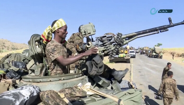 Etiopiske soldater nær grensen mot Tigray i november. Etiopiske soldater nær grensen mot Tigray i november.