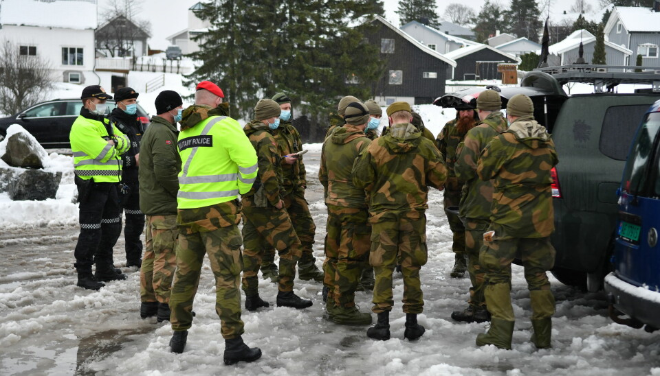 Soldater fra innsatsstyrke Derby i HV02 på plass i Gjerdrum.