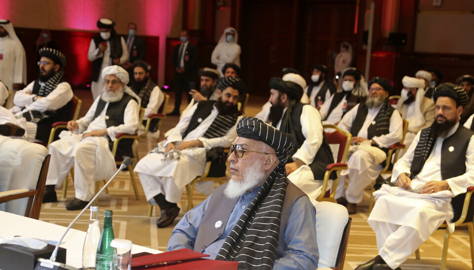 Talibans forhandlingsteam i Doha ved starten av forhandlingene 12. september.