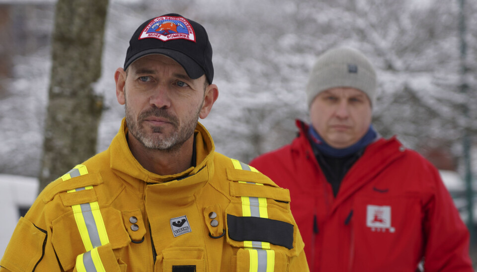 Innsatsleder brann og redning, Kenneth Wangen t.v. og Brigt Samdal i NVE.