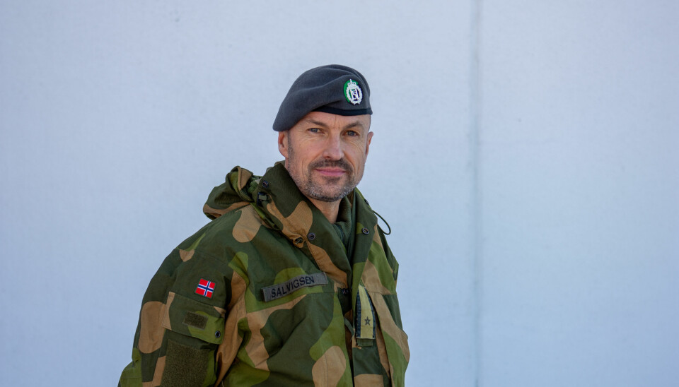 Heimevernets feltprest, Terje Salvigsen, er tilstede for personellet på Gjerdrum.