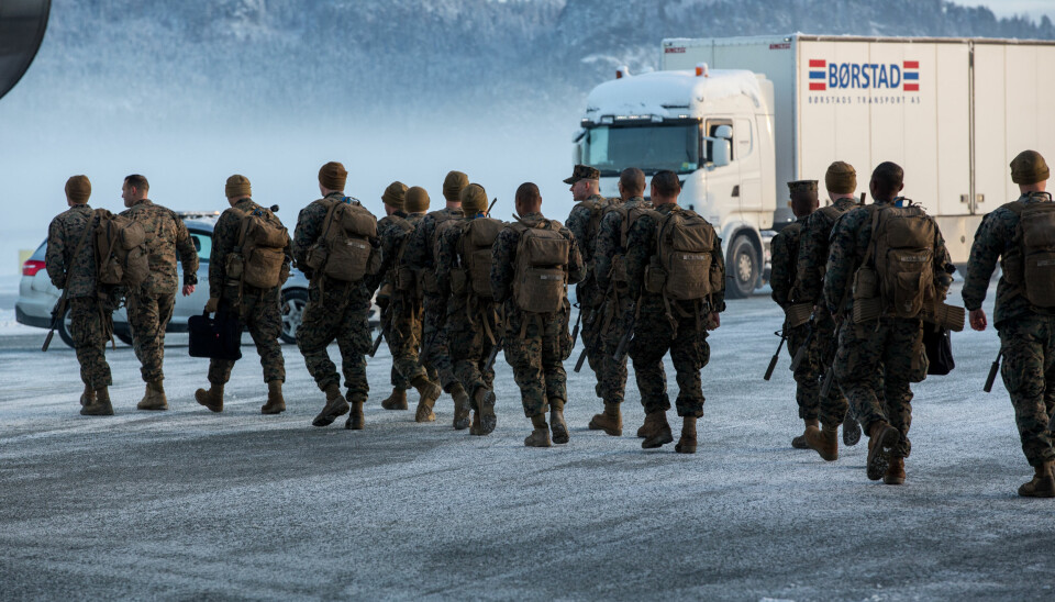 Amerikanske soldater fra U.S. Marine Corps trener ofte i Norge. Dette bildet er fra 2017.
