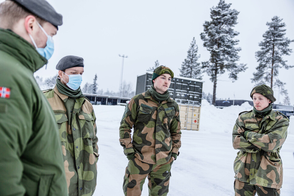 Bård Dalhaug (f.v.), Lars-Erik Holte, Kristoffer Jakobsen og Christian Stige er fire av 500 HV-soldater som har bidratt i Gjerdrum.
