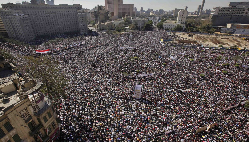 Egyptere feiret fallet av Hosni Mubarak i 2011. Egyptere feiret fallet av Hosni Mubarak i 2011.