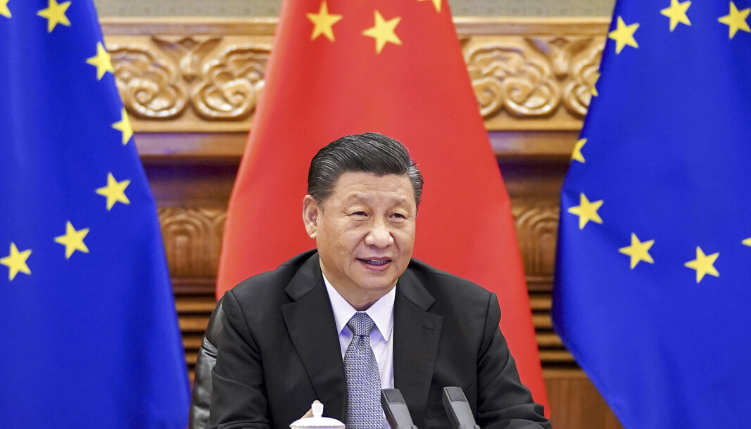 Kinas president Xi Jinping under en videokonferanse med europeiske ledere rett før nyttår. Kinas president Xi Jinping under en videokonferanse med europeiske ledere rett før nyttår.