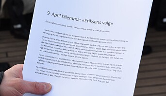 Kadettene måtte selv ta stilling til hvordan de ville handlet i møte med de samme faktorene som oberst Eriksen i 1940. Kadettene måtte selv ta stilling til hvordan de ville handlet i møte med de samme faktorene som oberst Eriksen i 1940.