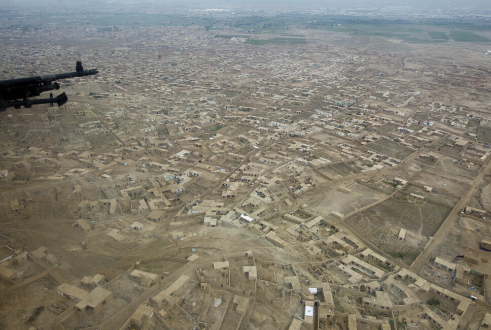 KABUL: Flybilde av forstedene i Kabul i Afghanistan.
