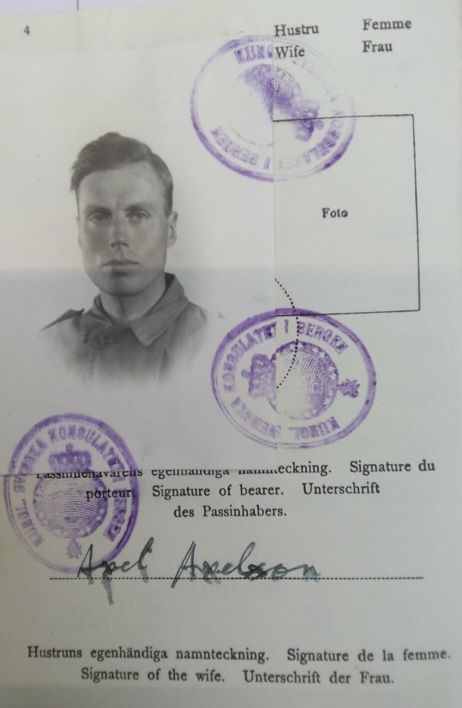 Dette var Malcolm Munthes falske pass.