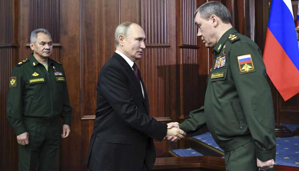 KLAGE: Russland vil alltid klage på militær aktivitet som skjer i deres nærområder, skriver oberst Arvid Halvorsen. Her ser vi Russlands president Vladimir Putin, den russiske generalen Valery Gerasimov (til høyre) og forsvarsminister Sergei Shoigu.