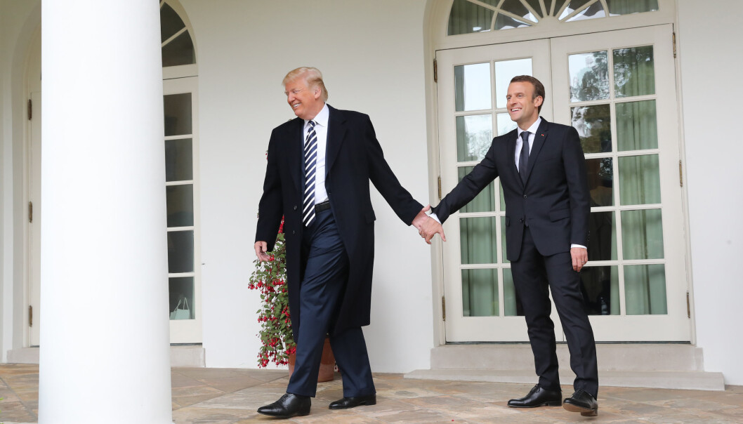 VENNER: Stemningen var god da Emmanuel Macron besøkte Donald Trump i Det hvite hus i 2018. Senere ble forholdet mellom dem kjøligere. VENNER: Stemningen var god da Emmanuel Macron besøkte Donald Trump i Det hvite hus i 2018. Senere ble forholdet mellom dem kjøligere.