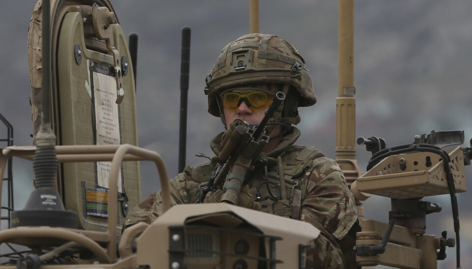 En britisk soldat i den Nato-ledede Resolute Support Mission i Afghanistan.