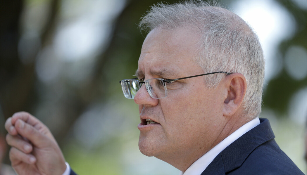 LISTET: Australia, her ved statsminister Scott Morrison, vil sette Sonnenkrieg Division på landets terrorliste. Det er første gang en høyreekstrem gruppe havner på listen.
