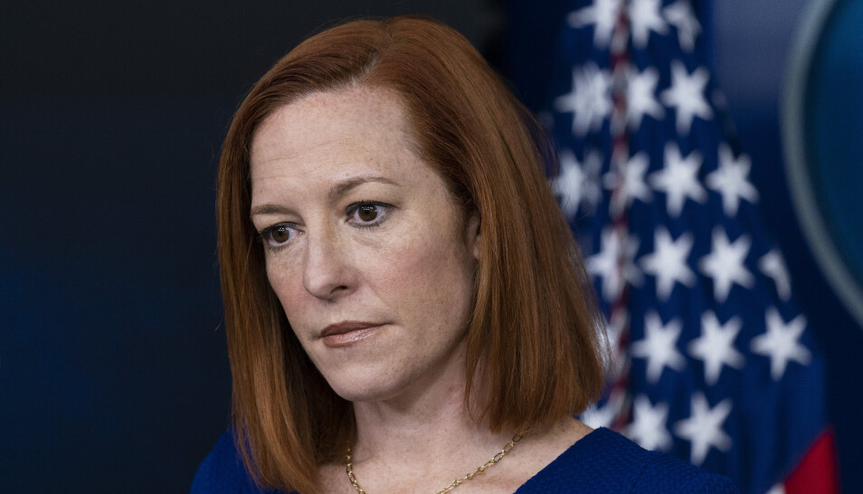 Det hvite hus' talsperson Jen Psaki under en pressekonferanse i Det hvite hus onsdag.