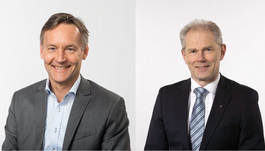 Konstituert administrerende direktør Espen Skjelland (t.v.) og nylig avtroppede John-Mikal Størdal (t.h.) Konstituert administrerende direktør Espen Skjelland (t.v.) og nylig avtroppede John-Mikal Størdal (t.h.)