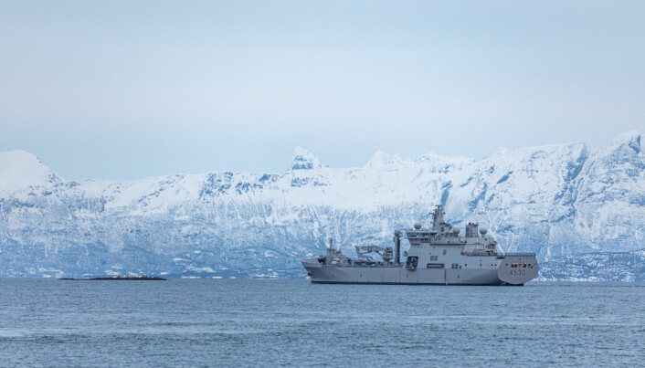 KNM MAUD: Logistikkfartøyet fra Marinen, KNM Maud deltar på øvelsen. KNM MAUD: Logistikkfartøyet fra Marinen, KNM Maud deltar på øvelsen.