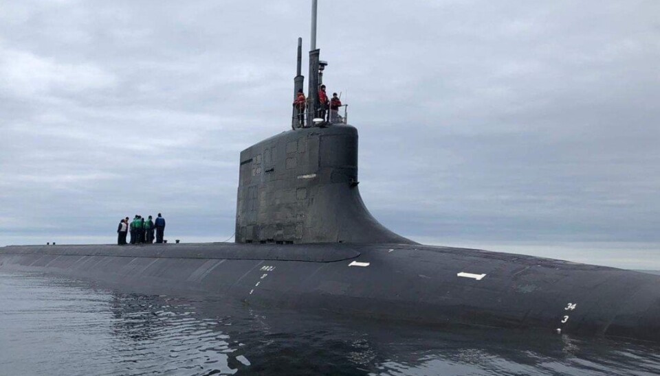Ubåten USS Seawolf utenfor Tromsø i august.