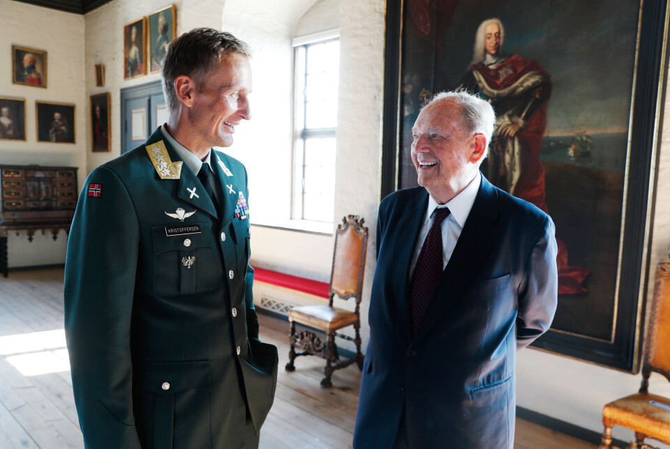 General Eirik Kristoffersen og Erling Lorentzen i forbindelse med innsettelsen av Kristoffersen som forsvarssjef høsten 2020.
