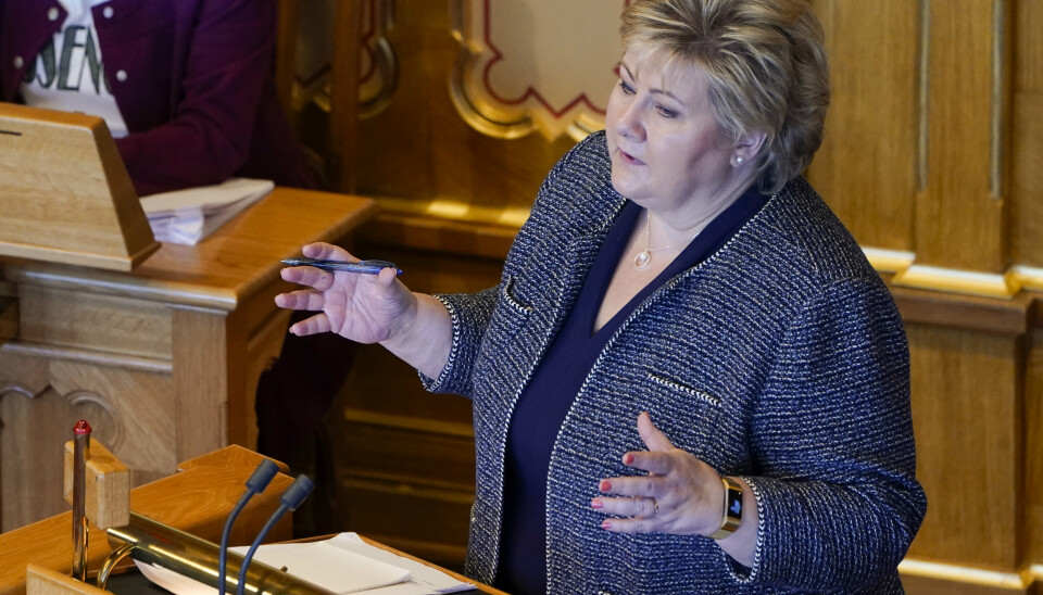 Statsminister Erna Solberg måtte svare på spørsmål om Bergen Engines-salet i den muntlige spørretimen i Stortinget onsdag.