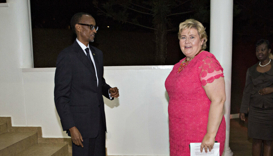 I RWANDA: Erna Solberg møtte Paul Kagame i Kigali i 2014, et halvt år etter at Karegeya ble drept.