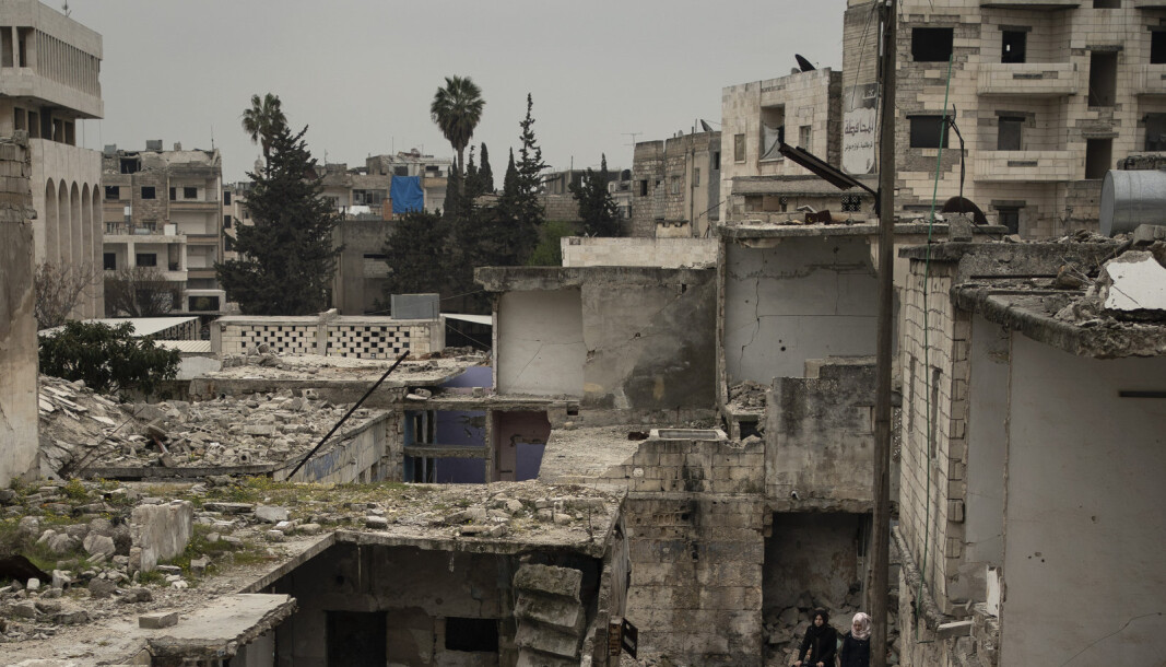 IDLIB: Bildet over er fra et bombet nabolag i Idlib, fra mars 2020. IDLIB: Bildet over er fra et bombet nabolag i Idlib, fra mars 2020.