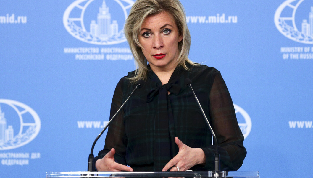 REAGERER: Maria Zakharova, talskvinne for russisk UD. REAGERER: Maria Zakharova, talskvinne for russisk UD.