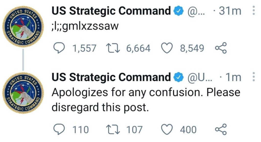 KRYPTISK MELDING: Mange Twitter-brukere klødde seg i hodet over meldingen som kom fra det amerikanske forsvaret. KRYPTISK MELDING: Mange Twitter-brukere klødde seg i hodet over meldingen som kom fra det amerikanske forsvaret.