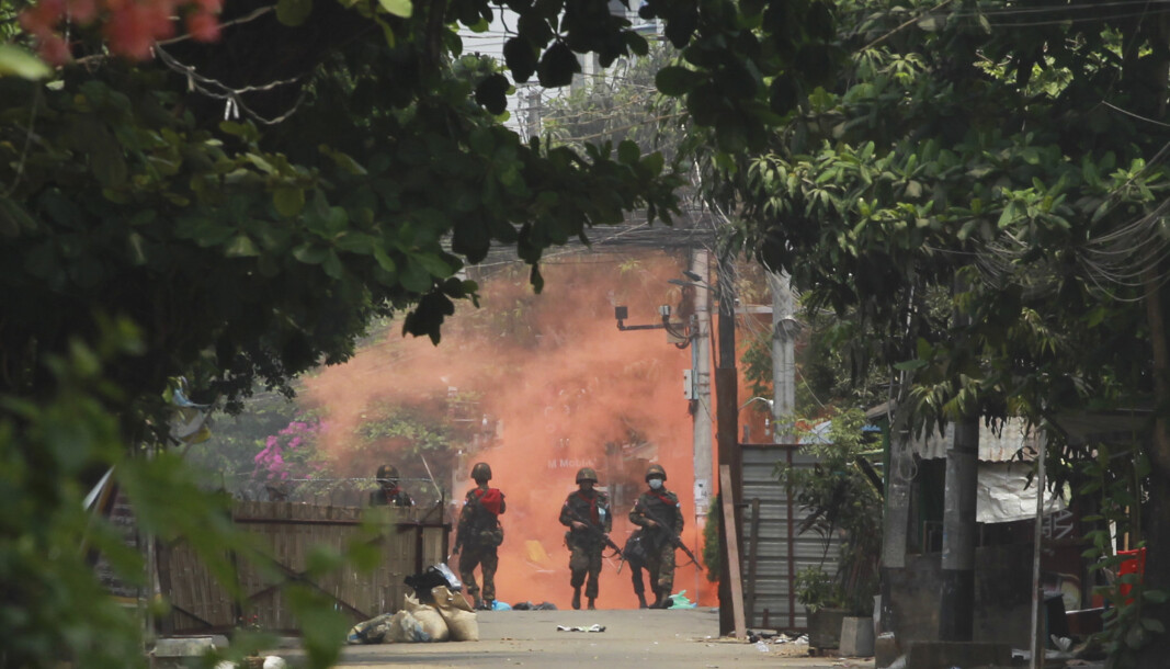UROLIG: Soldater i Yangon. UROLIG: Soldater i Yangon.