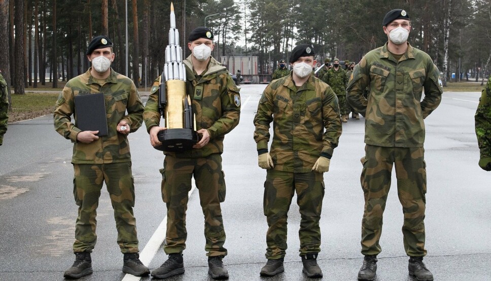 NATO-KONKURRANSE: Norske soldater fra Panserbataljonen etter at de gikk til topp i konkurransen Iron Spear i Latvia.