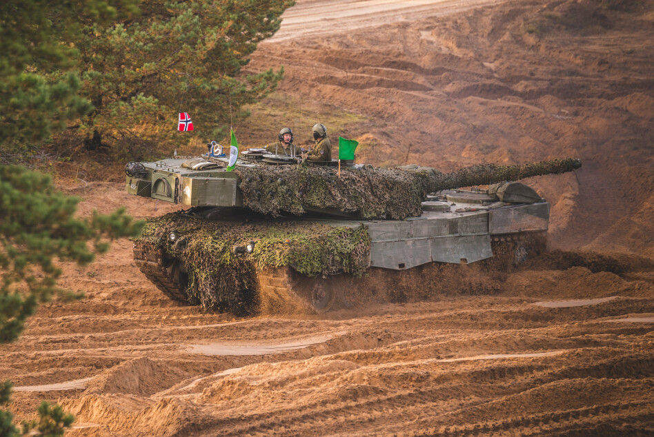 LEOPARD: En norsk Leopard A4NO under Iron Spear 2019.