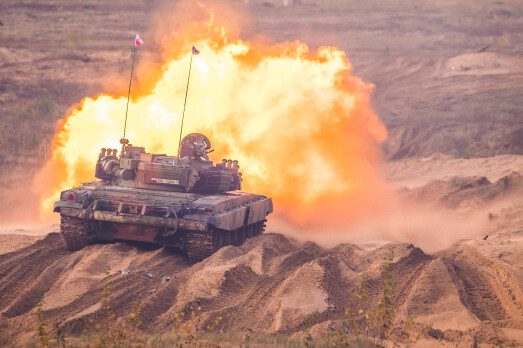 INTERNASJONALT: En polsk T-72 stridsvogn under Iron Spear 2019. INTERNASJONALT: En polsk T-72 stridsvogn under Iron Spear 2019.
