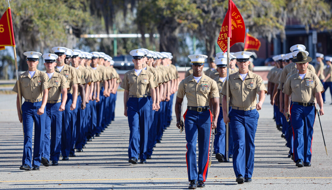 HISTORISK: Mannlige rekrutter fra 4th Company på Parris Island. HISTORISK: Mannlige rekrutter fra 4th Company på Parris Island.