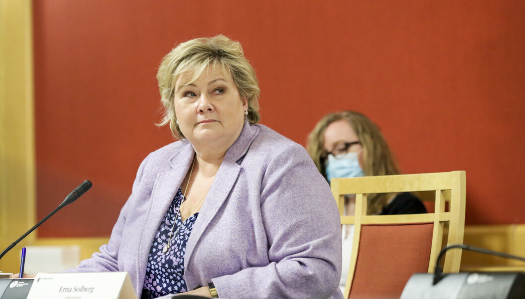 HØRING: Statsminister Erna Solberg var mandag kalt inn til høring i utenriks- og forsvarskomiteen på Stortinget i forbindelse med Bergen Engines-saken HØRING: Statsminister Erna Solberg var mandag kalt inn til høring i utenriks- og forsvarskomiteen på Stortinget i forbindelse med Bergen Engines-saken