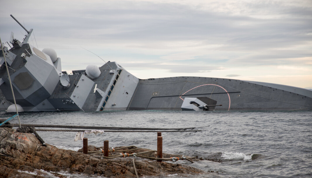 FORLISTE: Fregatten Helge Ingstad forliste etter å ha kollidert med tankskipet TS Sola i 2018. FORLISTE: Fregatten Helge Ingstad forliste etter å ha kollidert med tankskipet TS Sola i 2018.