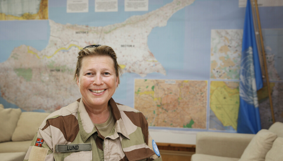 FN-TOPP: Generalmajor Kristin Lunds første dag på jobben som styrkesjef for UNFICYP styrken på Kypros i 2014.