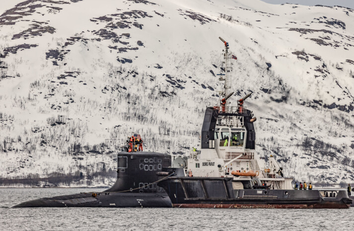 UBÅT: Amerikanske USS New Mexico i Grøtsund havn utenfor Tromsø. UBÅT: Amerikanske USS New Mexico i Grøtsund havn utenfor Tromsø.
