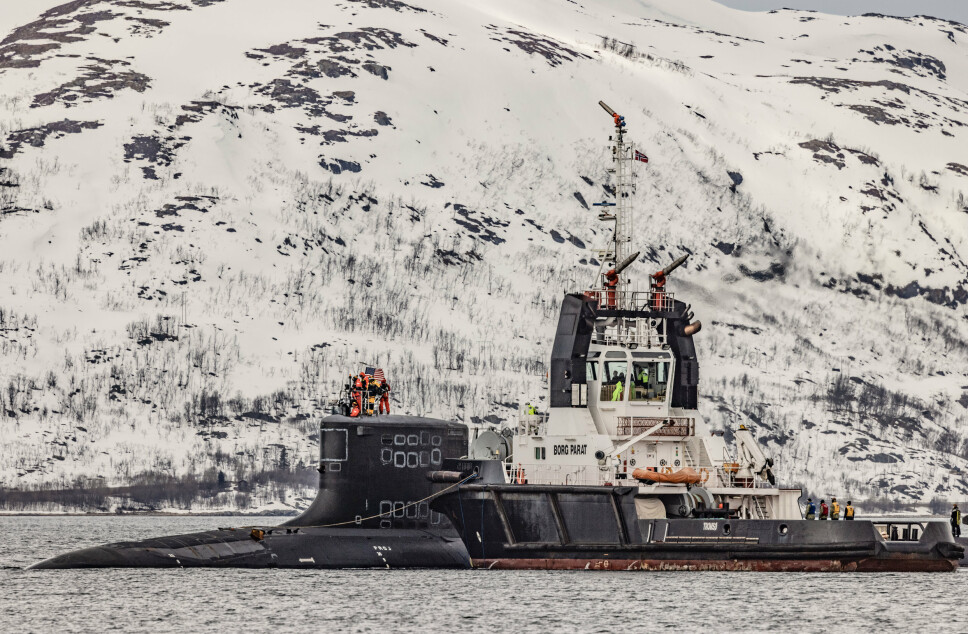 UBÅT: Amerikanske USS New Mexico i Grøtsund havn utenfor Tromsø.