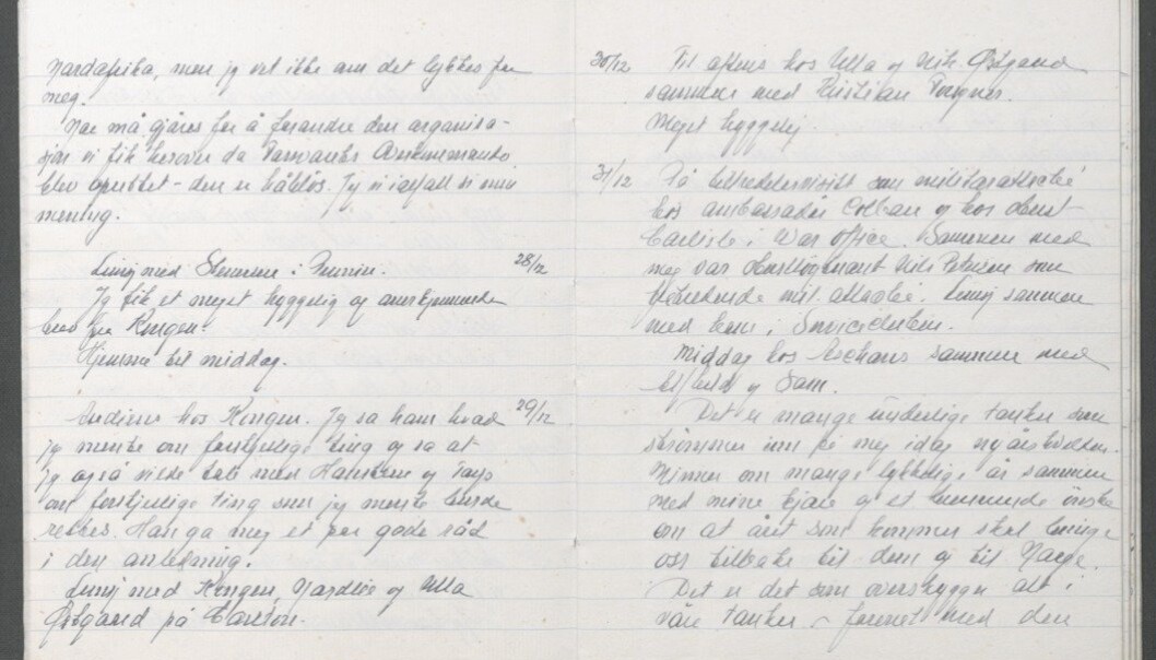 DAGBOK: Faksimile fra Oscars Strugstads dagbok 27.12.1942 . DAGBOK: Faksimile fra Oscars Strugstads dagbok 27.12.1942 .