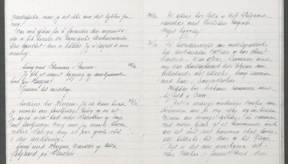 DAGBOK: Faksimile fra Oscars Strugstads dagbok 27.12.1942 .