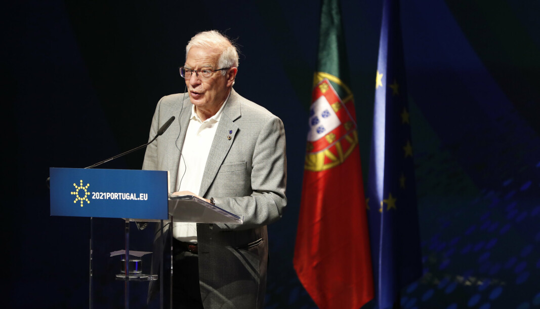 UTENRIKSSJEF: EUs utenrikssjef Josep Borrell under EUs utenriksministermøte i Lisboa torsdag.