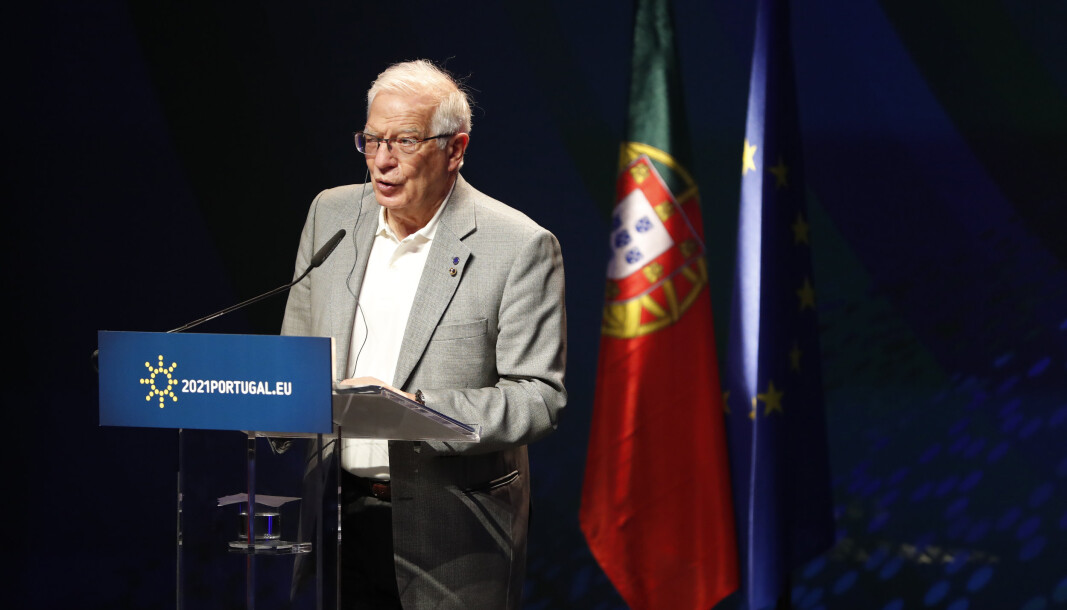 UTENRIKSSJEF: EUs utenrikssjef Josep Borrell under EUs utenriksministermøte i Lisboa torsdag. UTENRIKSSJEF: EUs utenrikssjef Josep Borrell under EUs utenriksministermøte i Lisboa torsdag.